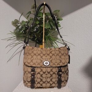 Coach Legacy C Brown Signature Canvas and Leather Shoulder Crossbody Purse